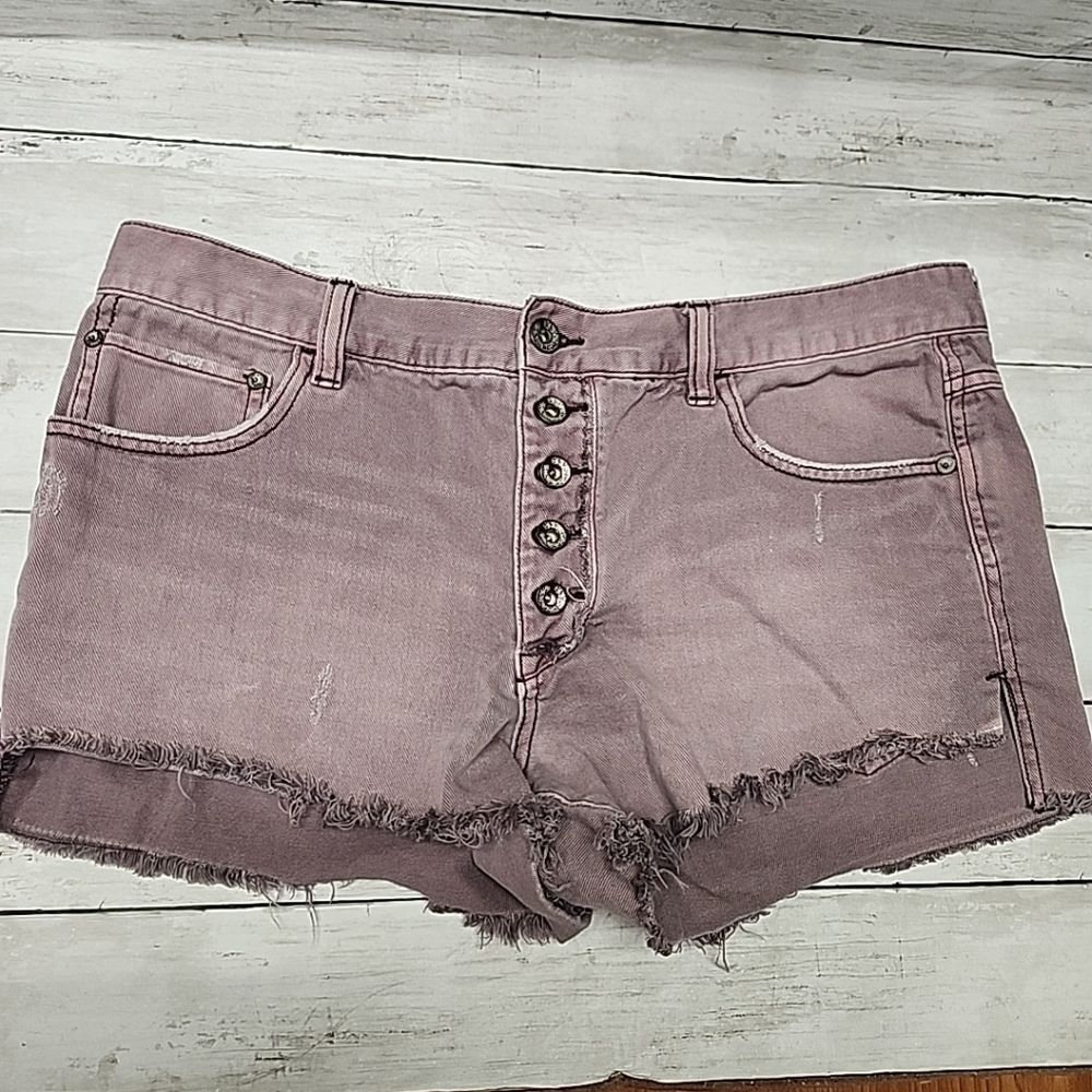 Free People Cut Off Denim Distressed Shorts Champagne Washed  Sz 30
